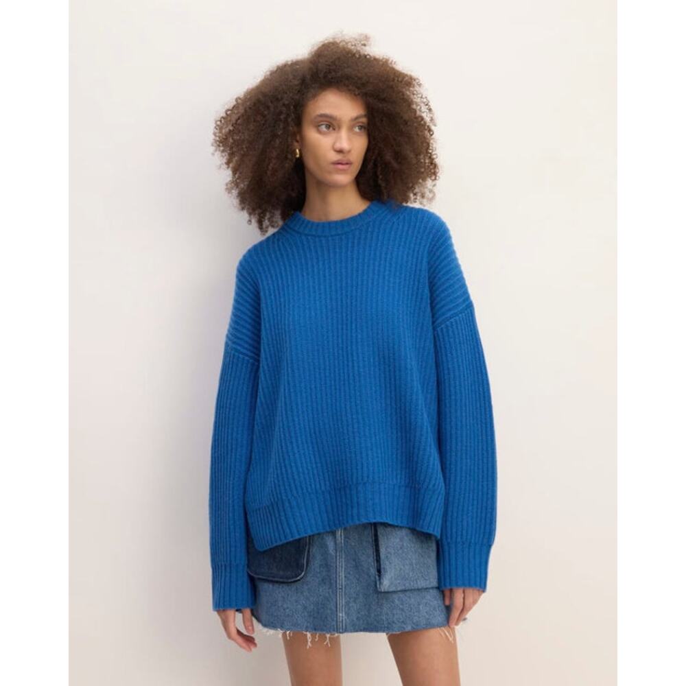 NWT Everlane Oversized Cashmere Crew Blue Women's Sweater